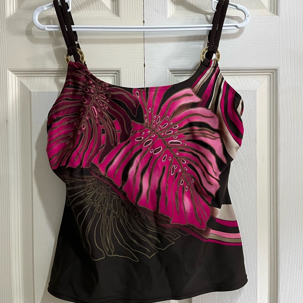 Christina Brown Floral Tankini Top in Size 10D